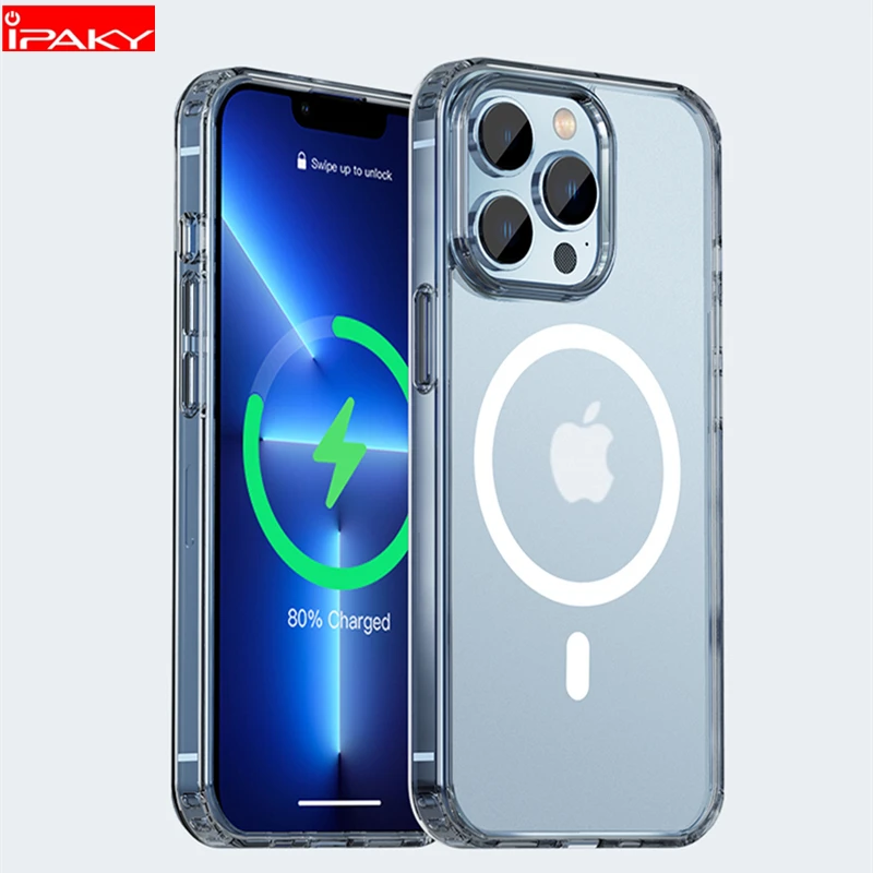 IPAKY for iPhone 13 Super Magnetic Case 13 Pro TPU PC Matte Translucent Wireless Charging Cover for iPhone 13 Pro Max Case