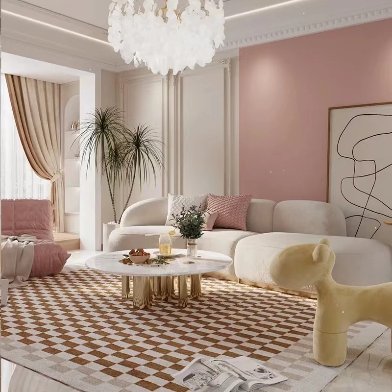 

Минималистичная клетчатая шахматная доска для гостиной, большая роскошная модная мягкая домашняя декорация, коврики из полиэстера для спа...