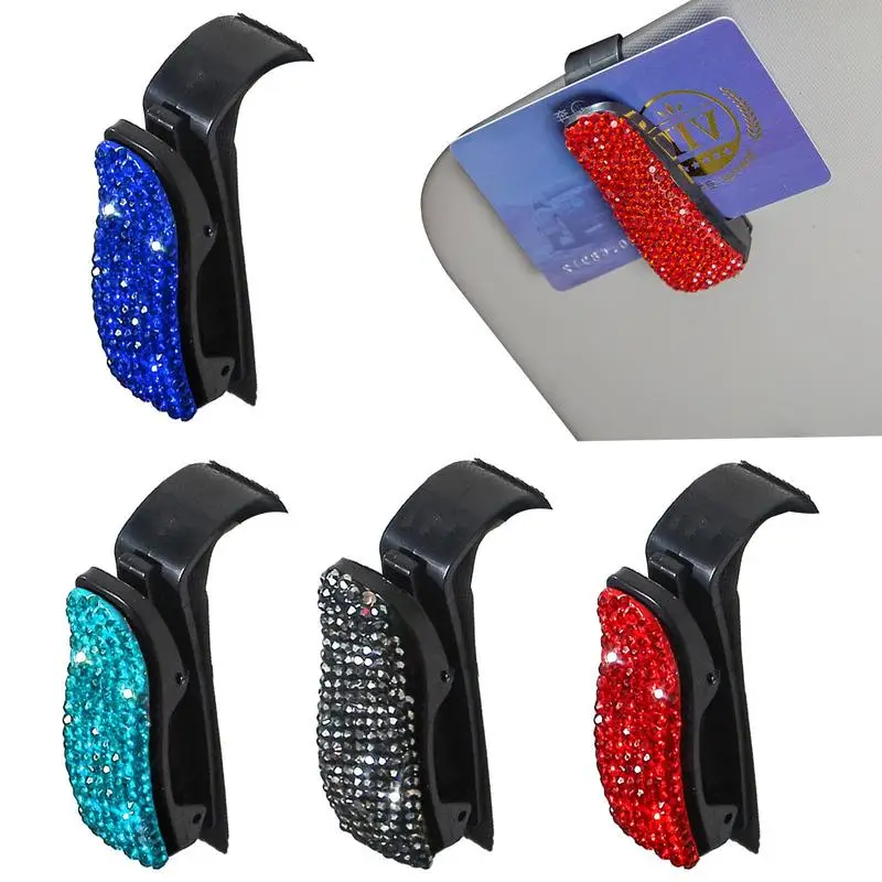 

Sunglass Clip For Car Visor Sunglasses Holder With Rhinestones Sunglass Holders Clip Hanger Eyeglasses Mount Ticket Card Clip