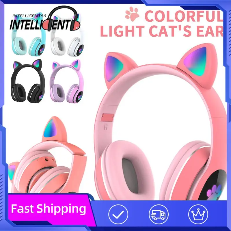 

Cute Cute Cat Ear Headphone Long Standby Time Wireless Earphone 400mah Luminous Sport Headset Earbuds