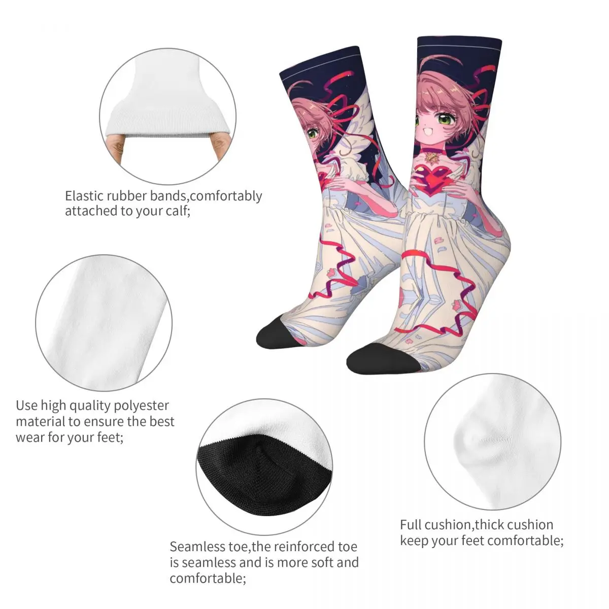 Носки Cardcaptor Sakura с волшебным сердцем Ангела Мужские Женские модные носки из