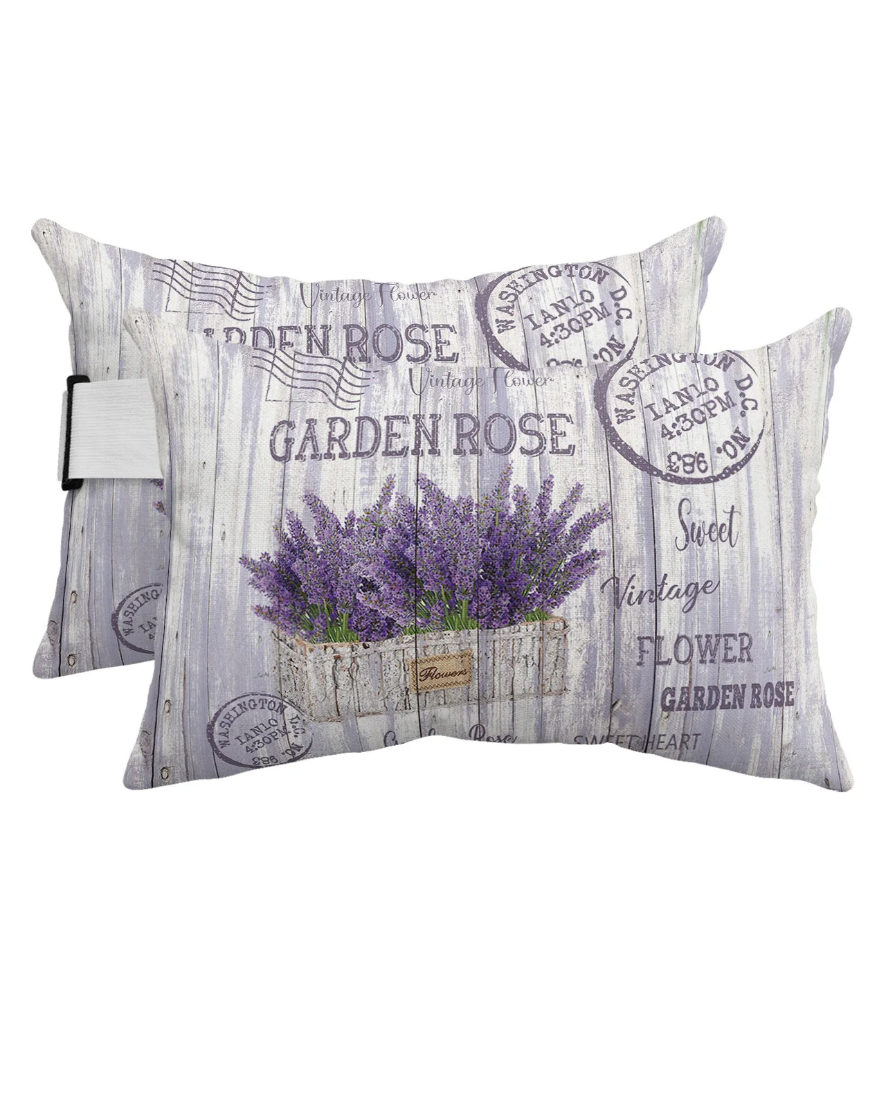 

Purple Flower Lavender Flowerpot Vintage Postcard Waterproof Pillow With Insert Adjustable Lounge Chair Head Lumbar Pillow