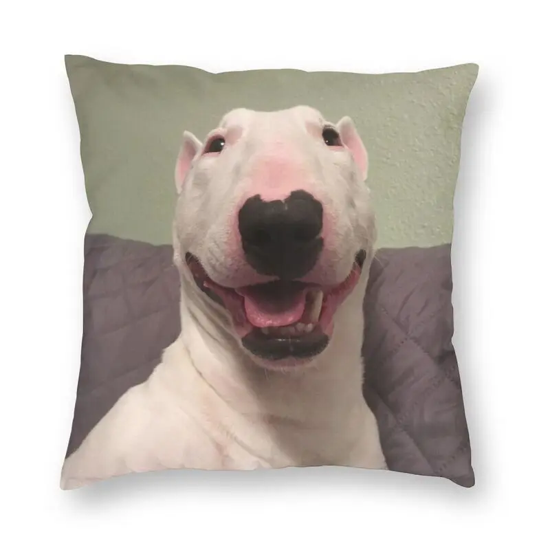

Fashion Cute Bull Terrier Throw Pillow Case Home Decor Square England Dog Pet Cushion Cover 40x40cm Pillowcover for Living Room