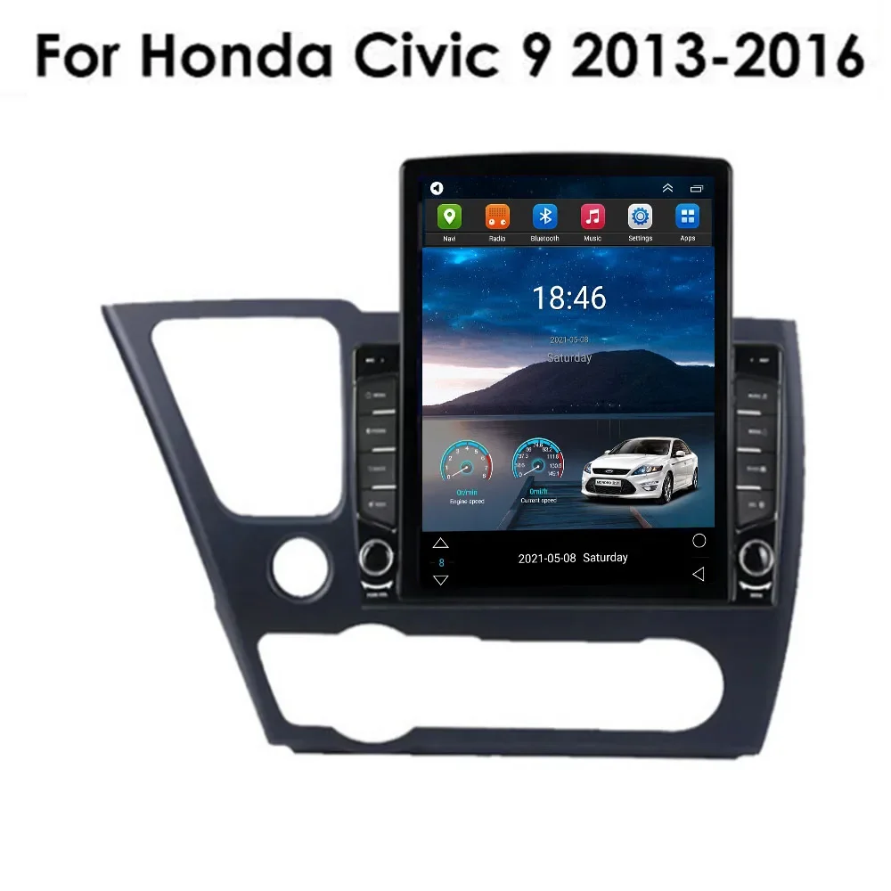 

Автомагнитола для Tesla Style 2 Din Android 12 для Honda Civic 9 2013 -2016 мультимедийный видеоплеер GPS стерео Carplay DSP RDS камера
