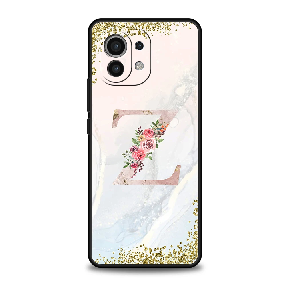 Flowers Letter Phone Case For Xiaomi Mi X3 X4 NFC F3 M3 M4 GT Note 9T 10T 10 11 Ultra 11T 11X 12 Pro Lite 5G Silicone Shell Bag
