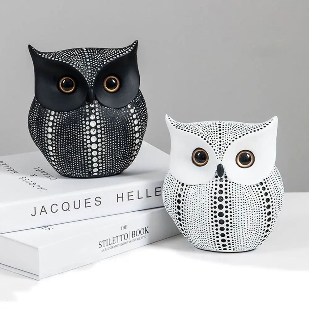 

Nordic Style Miniatures Home Office Decorations Owls Ornament Sculptures Statue Resin Craft