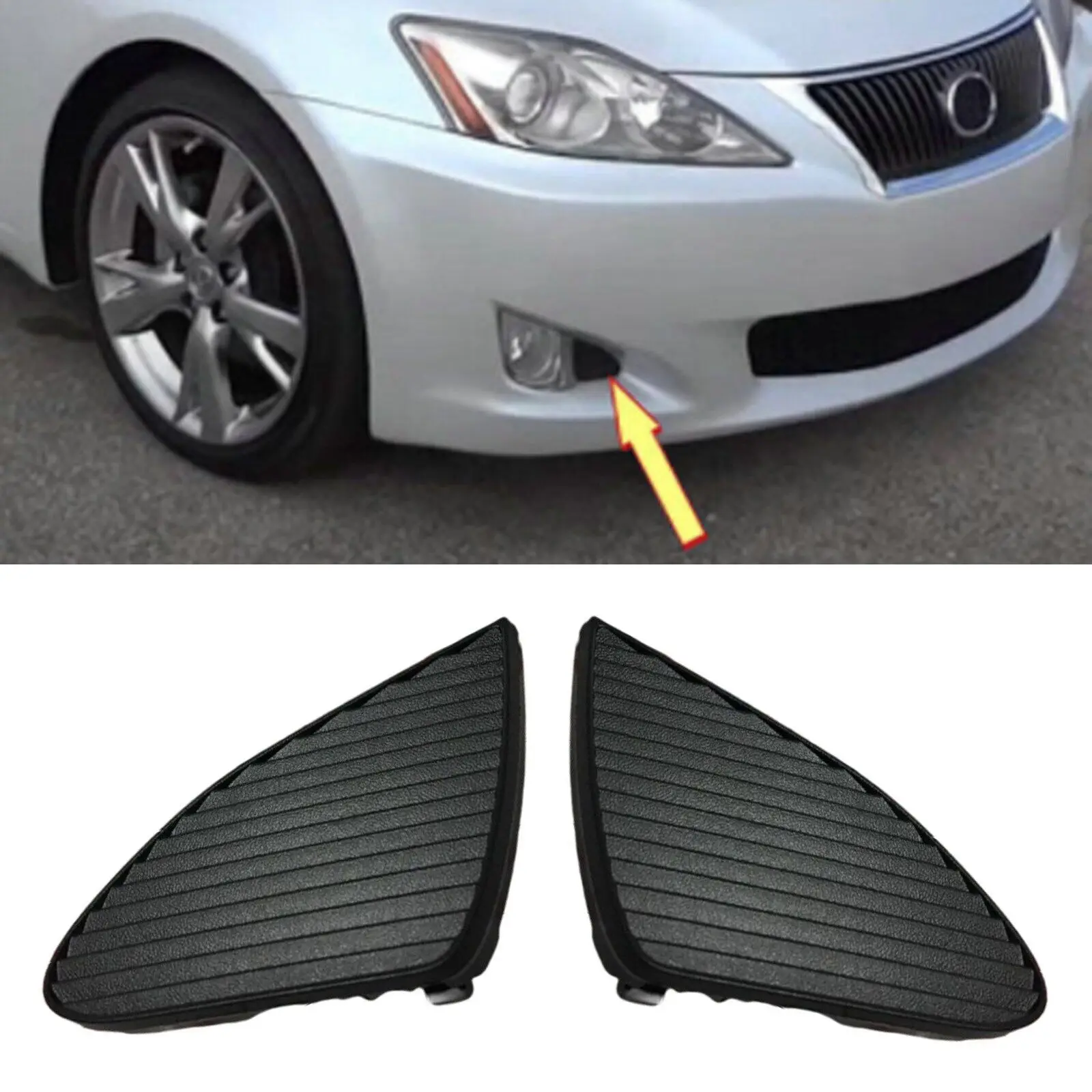 

2pcs Front Fog Light Lamp Cover Black Cap Trim For Lexus IS IS250 IS350 2009 2010 2011