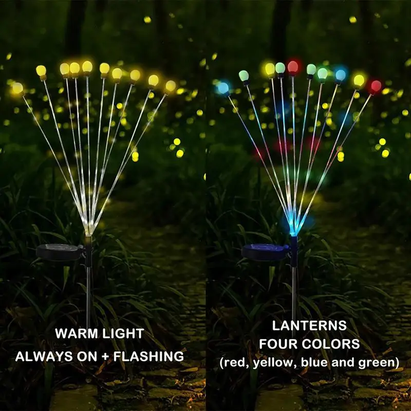

Solar Powered Firefly Lights 10 LED Solar Garden Decor Solar String Lights Garden Yard Waterproof Simulation Firefly Decor With