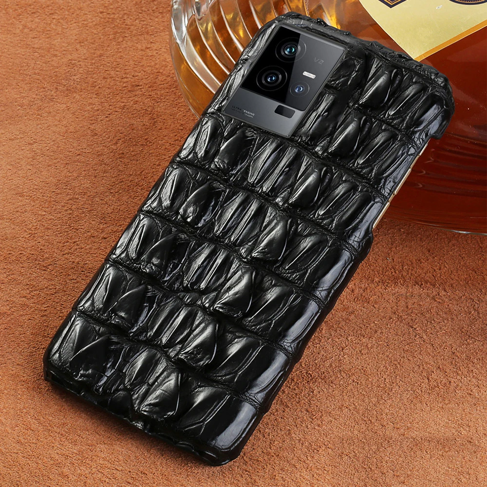 

Natural Crocodile Leather Phone Case For VIVO iqoo 11 9 8 5 Pro Z5x neo 7se Luxury back Cover for vivo X90 Pro Plus phone case