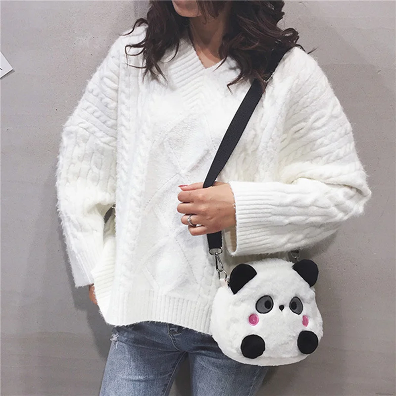 

Shoulder Bag Cartoon Panda Crossb1ody Bags Messenger Bag Plush Handbag Fashion Cute Exquisite Gift Purses for Girl