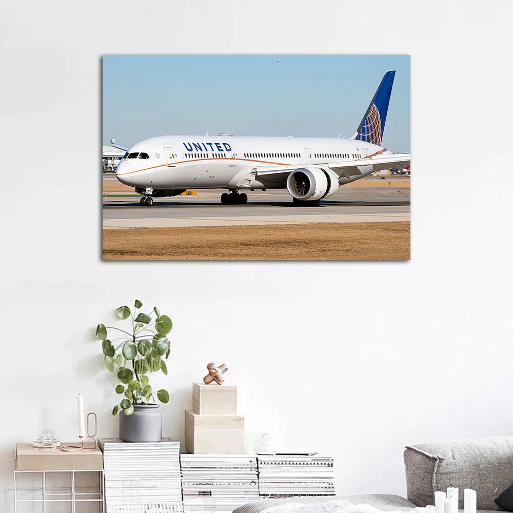 Фото Холст с изображением самолета Boeing 787-9 Dreamliner, постеры и принты с изображением самолетов для аэропортов, декор для дома, украшение для спальни №3