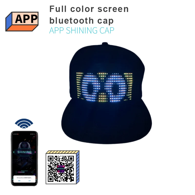 

2021 New Editable LED Luminous Hat Multi Language Display Advertising Hat Dance Party Decorative Hat Light up LED Hip hop Cap