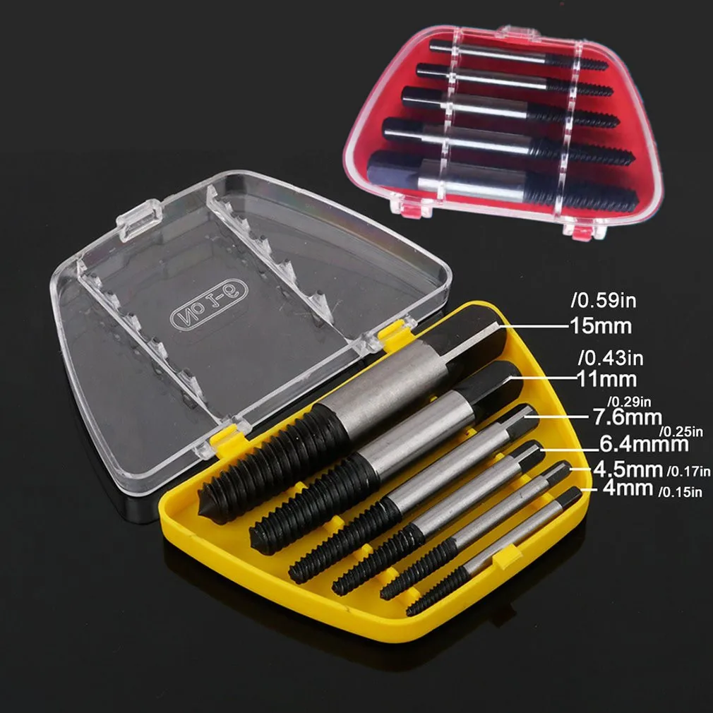 

5 / 6Pcs Steel Broken Speed Out Damaged Screw Extractor Drill Bit Guide Set Broken Bolt Remover Easy Out Set Remover Tools