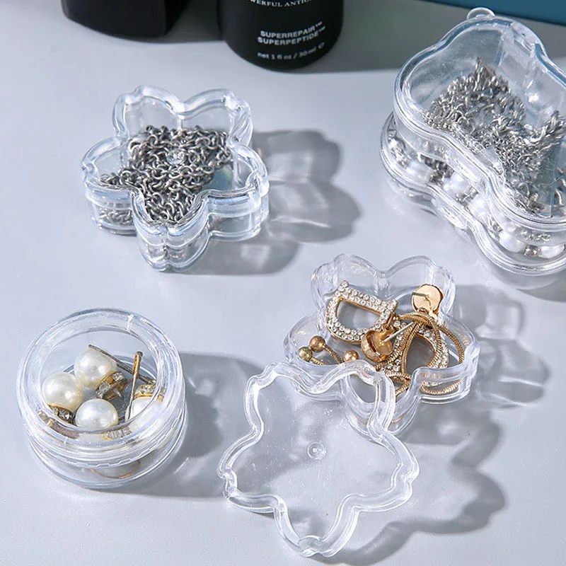 

Portable Transparent Jewelry Box Mini Earring Storage Box Multifunction Ring Necklace Organizer Anti-Oxidation Jewelry Container