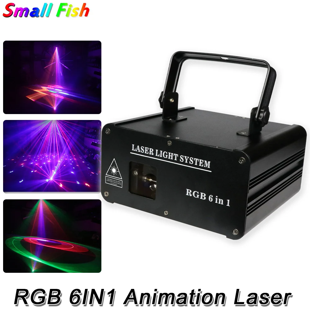1.5W RGB 6IN1 Full Color Animation Laser Light DMX512 DJ Disco KTV Dance Party Projector Professional Stage Pattern Effect Light