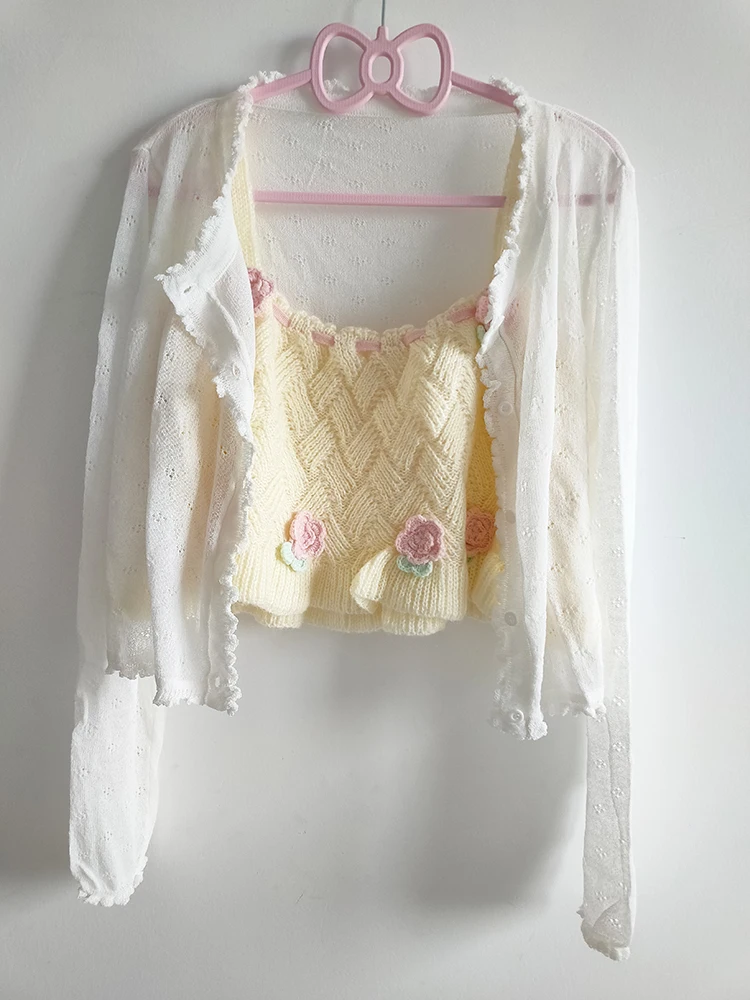 Милые топы из 2 предметов женские кардиганы и укороченные для милых