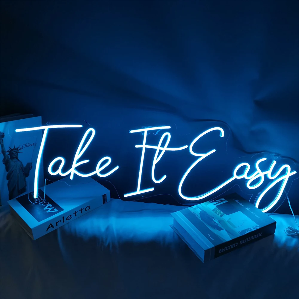 

Take It Easy Custom Neon Sign for Bar Bedroom Birthday Party Wedding Home Wall Art Decor Personalized Gifts Friend Led Light