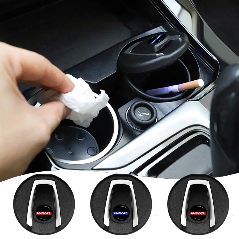 

1Pc Car Logo Ashtray LED Portable Retardant Cigarette Holder Box For Haval Accessories Jolion F7x F7 H2 H3 H5 H6 H7 H9 Coupe DCT