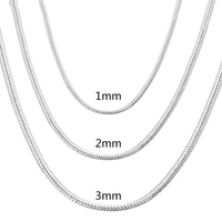 classic 925 stamp silver color 1mm2mm3mm solid snake chain necklace for men women necklaces fashion party jewelry for pendant