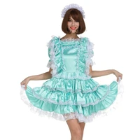 little girl sissy girl sexy maid dress satin lockable dress cosplay costume custom