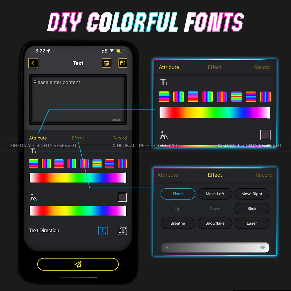 Прокручивающийся флэш-знак для автомобиля гибкий RGB приложение Bluetooth анимация