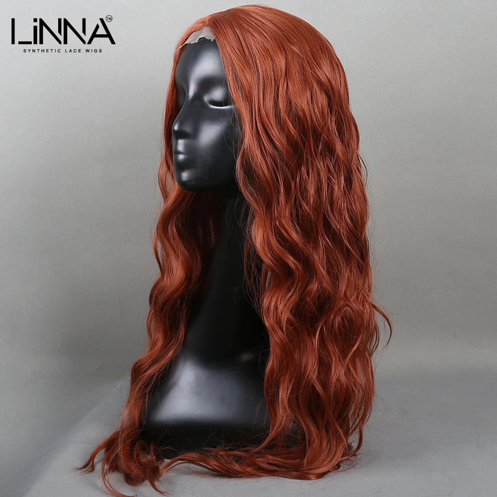 LINNA Synthetic Lace Long Wavy Hair 350 Color Fashion Middle Parting Wigs For Women High Temperature Fiber  Cosplay/Daily/Party