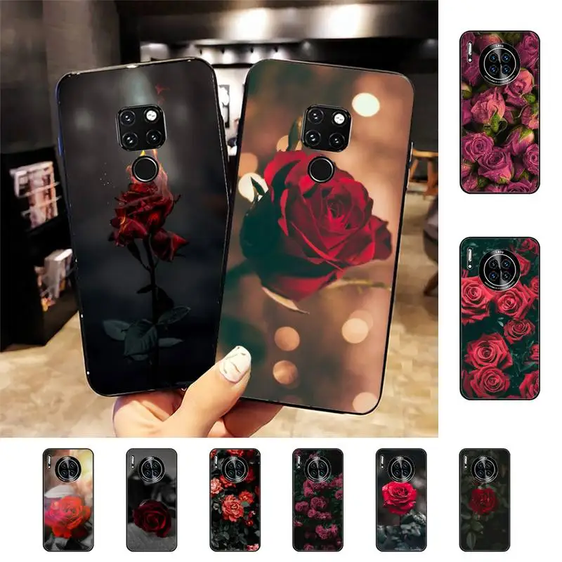 

Bright Red Rose Flowers Phone Case for Huawei Mate 20 10 9 40 30 lite pro X Nova 2 3i 7se