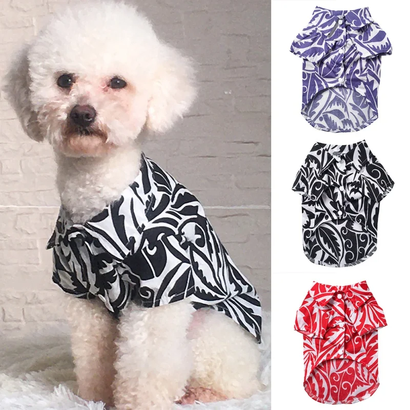 

Одежда с принтом для домашних животных, рубашки для собак, летняя одежда, Гавайский пляж, свитшот для щенков, одежда для кошек, предметы одеж...