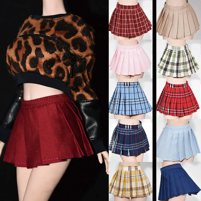 

Various Colors 1/6 Scale Female Soldier Casual Sexy Plaid Pleated Skirt Campus Style Mini Skirt Fits 12 Inch Action Figure Toys