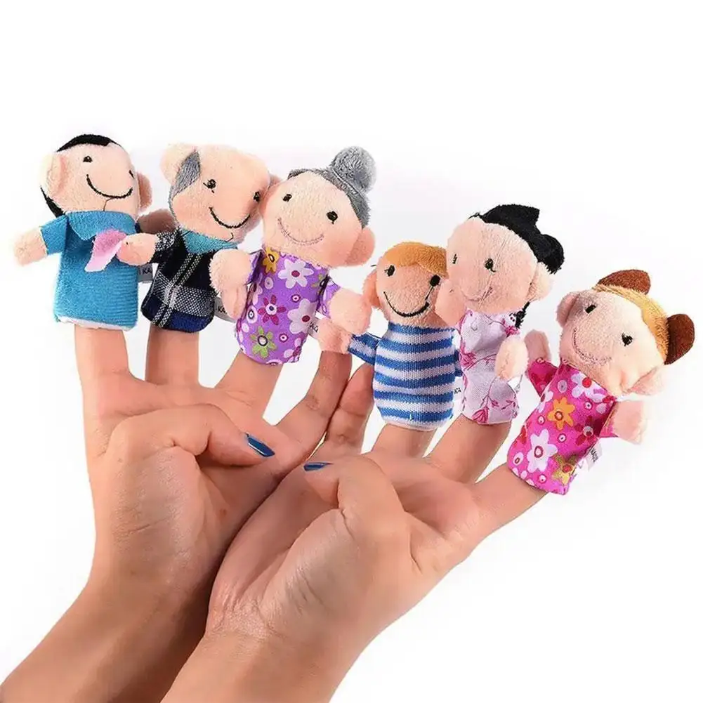 6Pcs Baby Plush Toy Cartoon Animal Family Finger Puppet Role Play Tell Story Cloth Doll Educational Toys For Children Kids W9S9