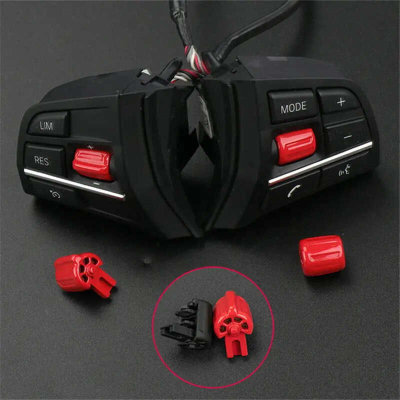 

Gloss Red Car Steering Wheel Switch Button Replace Trim For BMW 5 F10 2011-2017 Red