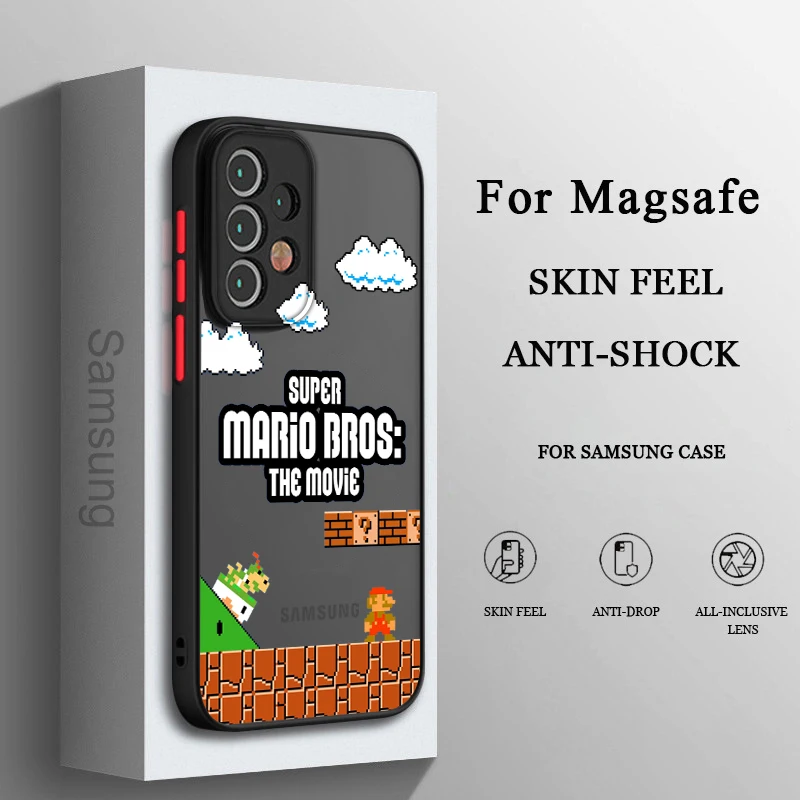 

Super Marie plumber Mario Phone Case For Samsung A71 A70 A50 A52 A51 A42 A32 A22 A21S A12 A33 A53 Frosted Translucent