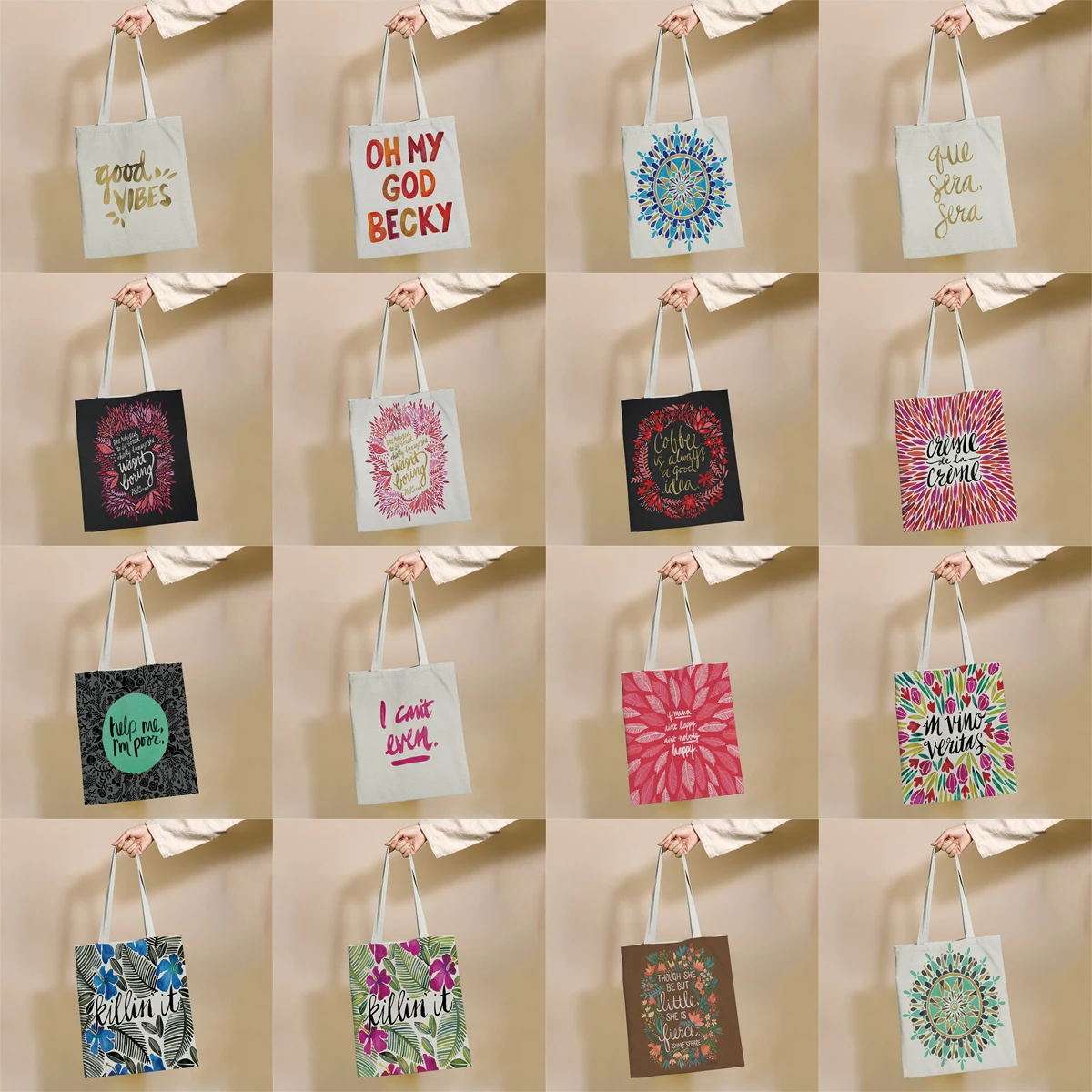 

Creative Colorful Leaf Pattern Reusable Shopping Bag Canvas Tote Bags Printing Eco Bag Shopper Shoulder Bags