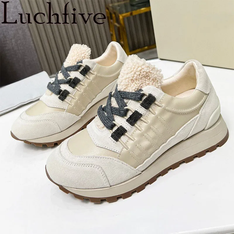 

Женские замшевые туфли на шнуровке, кроссовки с круглым носком, на плоской подошве, Брендовые повседневные туфли, новинка осенне-зимнего се...