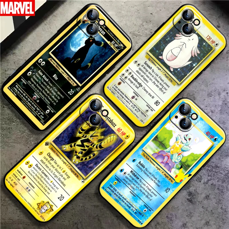 

Pokemon Cards Anime For Apple iPhone 13 12 11 Pro Mini X XR XS Max SE 6 6S 7 8 Plus Phone Case Coque TPU Black Silicone Cover