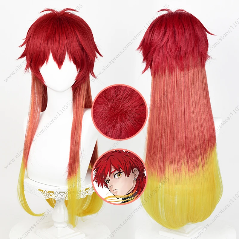 Парик для косплея аниме Chika Takiishi длиной 75 см красные желтые смешанные цвета