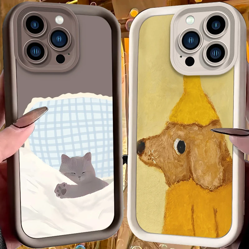 Фото Противоударный силиконовый чехол для iPhone 17 Air 16 E 15 14 Plus 13 12 Mini 11 Pro Max с изображением спящего серого кота в белом одеяле №1