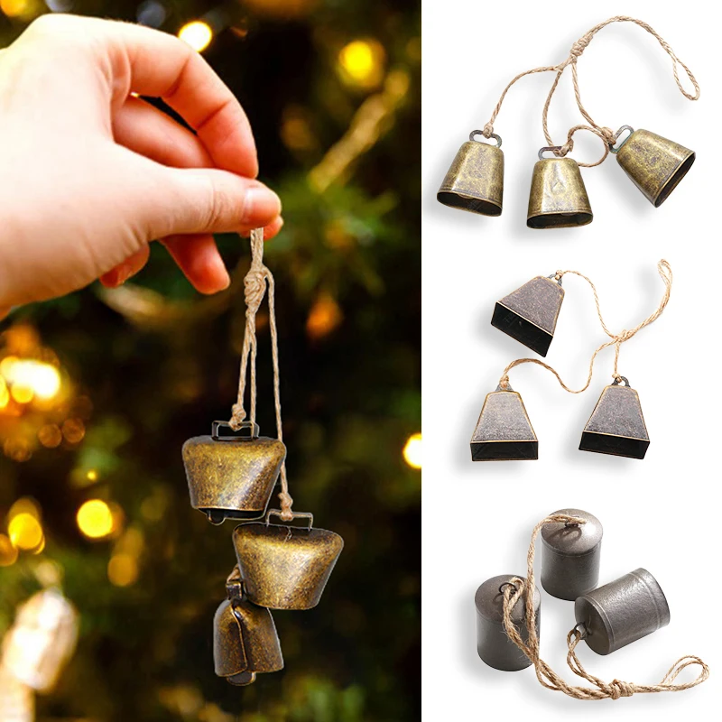 

Vintage Iron Chime Hemp Rope Bell For Windows Walls Porches Branches Stairs Wall Hanging Garden Christmas Supplies Unique Jingle