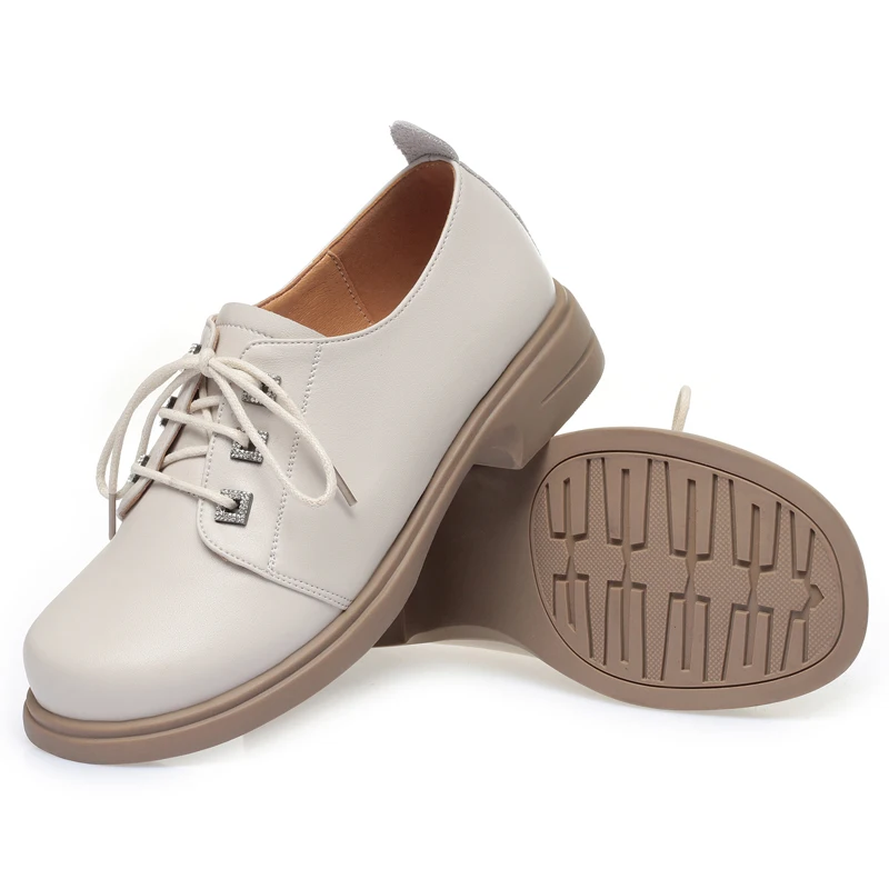 AIYUQI Women Loafers Autumn 2023 New Lace-up Genuine Leather Women Shoes Non-slip Casual British Style Women's Shoes