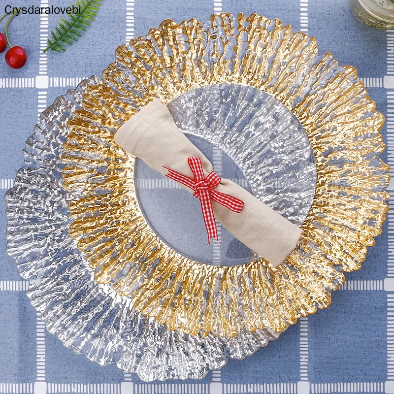 

Plating Snow Glass Plate Irregula Color Lace Plate Snack Dessert Tray Jewelry Display Plate Grocery Storage Tray Home Decor