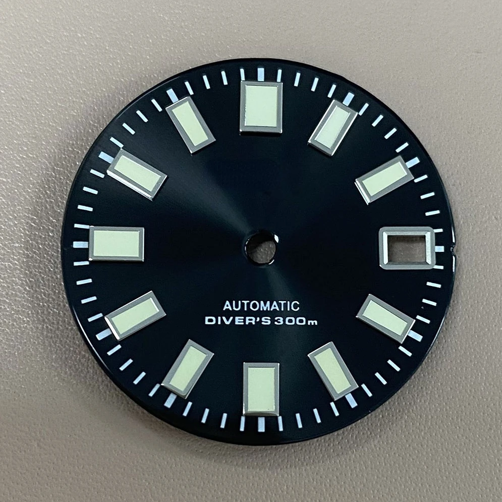 S Silver-spiked Sunray Dial 28.5mm Watch Dial Japan C3 Green Luminous Modified Literally, Suitable for NH35 Movement