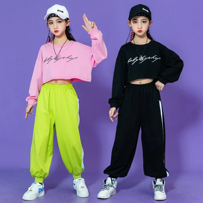 

Teen Girls Hip Hop Dancing Clothing Cotton Sweatshirt Tops Harem Pants for Girls Jazz Ballroom Costumes Outfits 8 10 12 14 16 Y