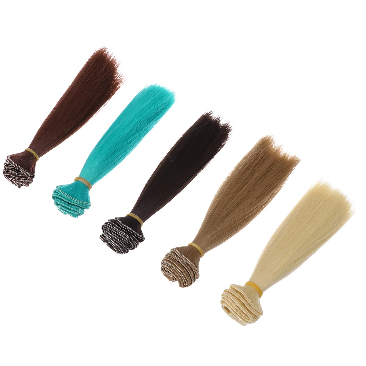 

5pcs DIY Long Straight Synthetic Hair Brownness Hair Extensions for Dolls Handcraft Materials