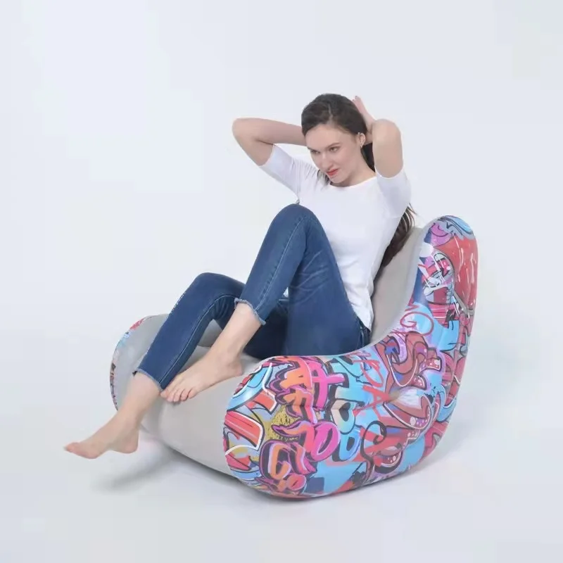 Купи Living Room Leisure Sofa Chair Inflatable Suede Chair Recliner PVC Fordable Camp Picnic Chair Cushion Lounger Pedal Lazy Sofa за 1,395 рублей в магазине AliExpress