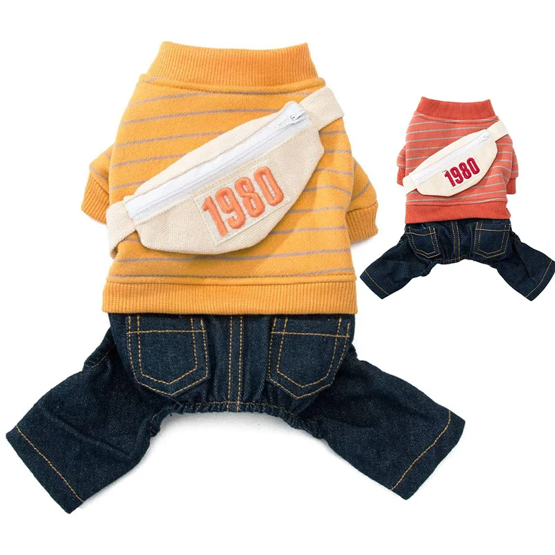

Winter Warm Dog Denim Clothes Pet Adorable Sweatshirt & Jeans Outfits for Medium Small Dogs Puppy Jumpsuit Cat Pants Chihuahua