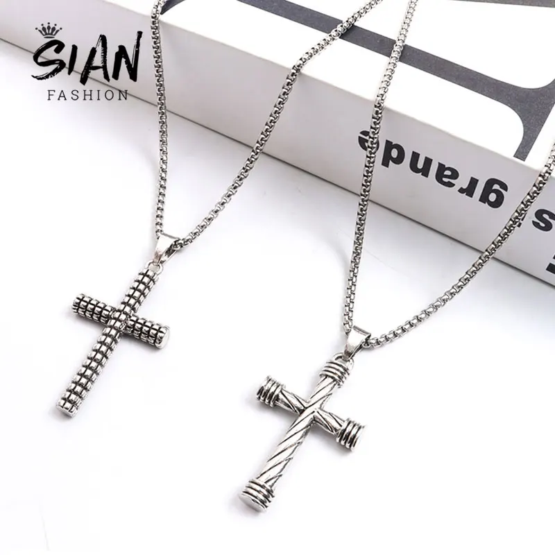 

Fashion Design Cross Men Necklace Stainless Steel Chain Neckalces Punk Metal Pendant Necklace Unusal Jewelry Wholesale Gifts