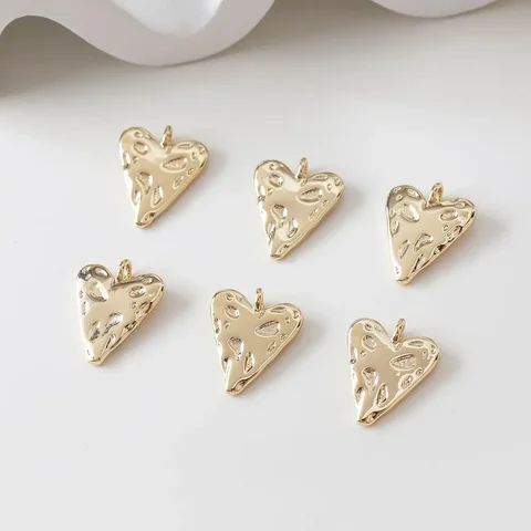 4PCS 14k Gold Plated Heart Pendant Charms for Jewelry Making Necklace Supplies DIY Brass Handmade 15*18mm