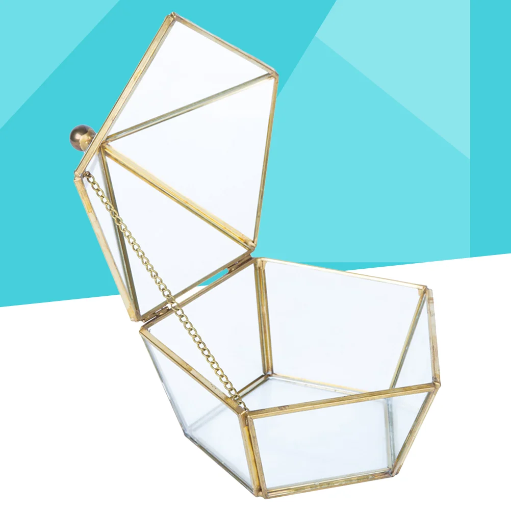 

Glass Containers Glass Clear Jewelry Holder Open The Cover Glass Earring Box Decorative Jewelry Display Case