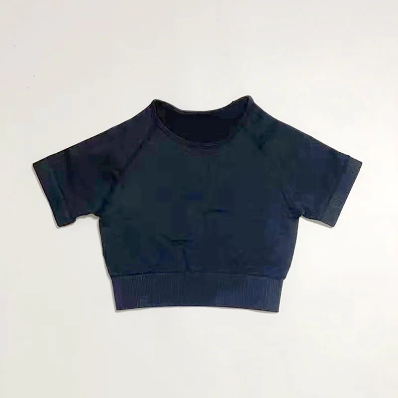 Women's Fitness T-shirts 2022 Clothing Gym Shirt Female Seamless Yoga Top Sportswear Crop Tops Sports Wear For Women T-shirt
