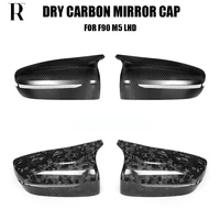 replaced style real dry carbon fiber rear side view mirror cap shell for bmw f90 m5 competition left hand drive 2017 2024